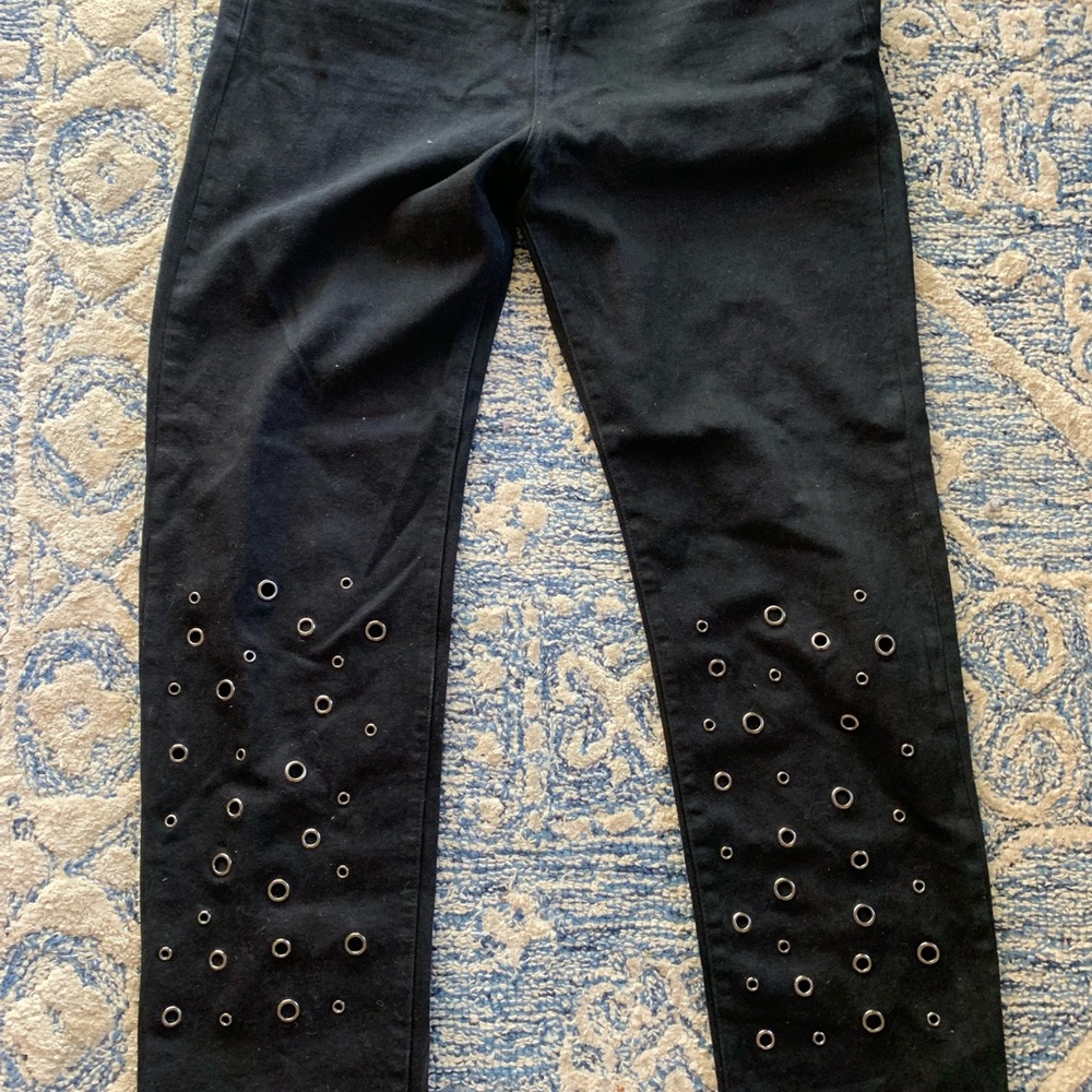 Glamorous Black Boot Cut Jeans with grommet Detail